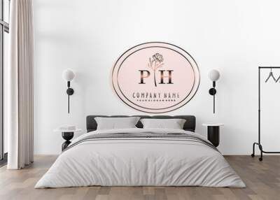 Letter PH handwrititing logo with a beautiful template Wall mural