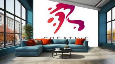 letter r water splash vector logo design Wall mural