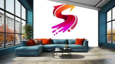 letter s logo with fast arrow movement Wall mural