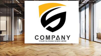 Shield Letter S Logo, Security icon Wall mural