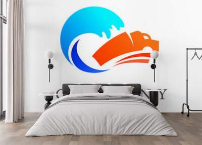 truck + wave logo design Wall mural