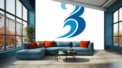 wave letter B logo design Wall mural