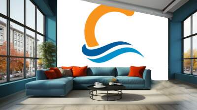 Wave Letter C Logo Vector, Ocean Logo, Flow Waves Logo Wall mural