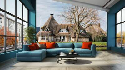 Modern thatched house in Hindeloopen, Netherlands, Europe Wall mural