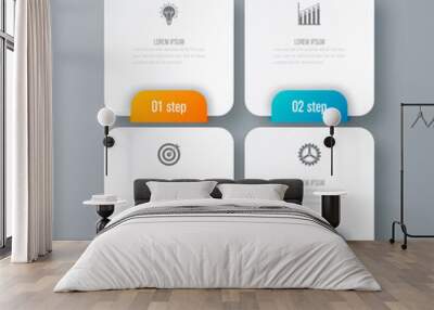 Business infographics template 4 steps with square Wall mural