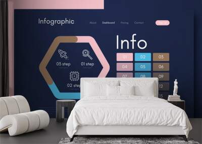 Vector graphic infographics. Template for creating mobile applications, workflow layout, diagram, banner, web design, business infographic reports Wall mural