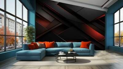 modern computer background with black and red lines Wall mural