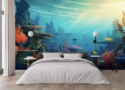 underwater sea aquarium environment Wall mural