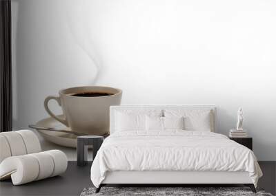 Cup of coffee with smoke isolated on white background Wall mural