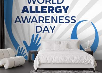 world allergy awareness day with blue ribbon Wall mural