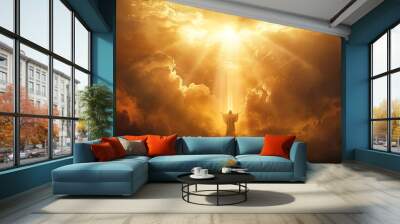 ascension day jesus poster, the day he atoned for his children's sins by ascending to heaven Wall mural