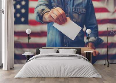 man dropping ballot into ballot box Wall mural