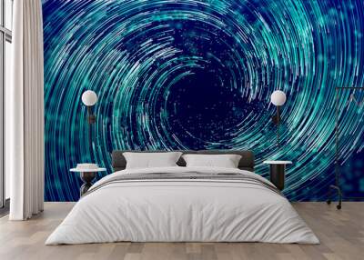 Air swirl flow. Digital technology vortex. Spiral data swirl spin. Twirl circle hurricane background Wall mural