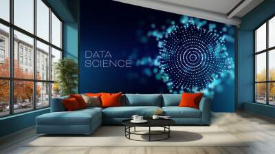 Data science abstract vector background. 3D sphere cloud server. Machine learning technology. Wall mural