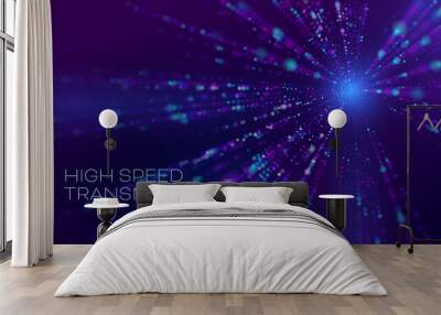 High speed transmission in abstract style. High speed motion blur. Cyber binary. Data stream. Wall mural