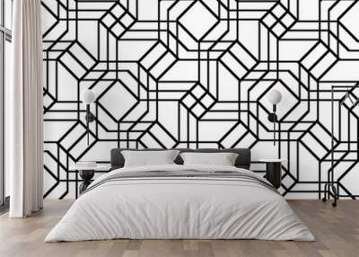 Design seamless monochrome geometric pattern Wall mural