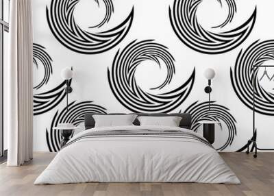 Design seamless monochrome spiral movement pattern Wall mural