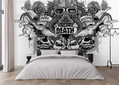 post-apocalypse, sign with skull, grunge vintage design t shirts Wall mural