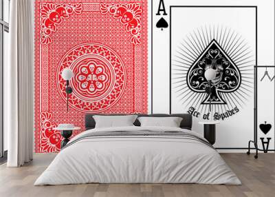 skull with spades, playing card Wall mural