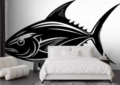 Tuna fish silhouette isolated on white background Wall mural