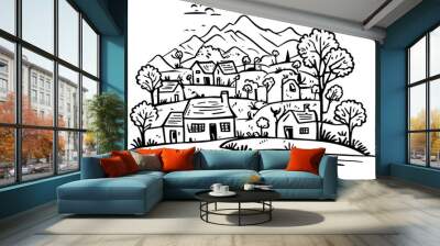 Village landscape or village houses concept design Wall mural