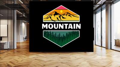 mountain retro design landscape Wall mural