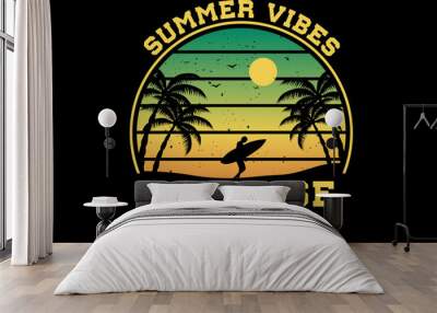 Summer vibes paradise of beach design vintage retro Wall mural