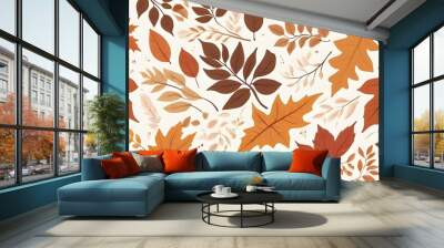 autumn leaves seamless pattern Wall mural