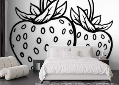 Coloring page outline of the strawberry vector illustration in cute line cartoon style suitable for kid Wall mural