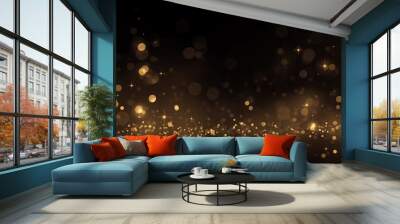 Luxury gold bokeh on black background Wall mural