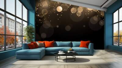 Luxury gold bokeh on black background Wall mural