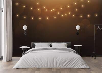 String lights on gold background Wall mural