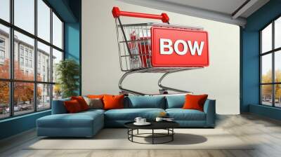 Detailed 3D visualization of a shopping cart, complete with a buy button. Wall mural