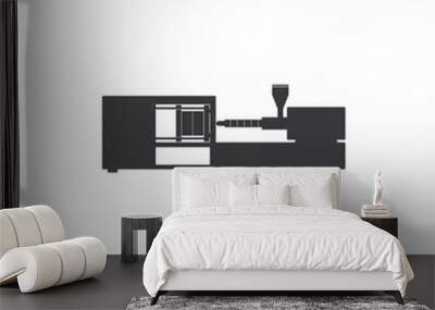 Vector diagram of an electric or hydraulic injection molding machine for plastic and polymer processing. Wall mural