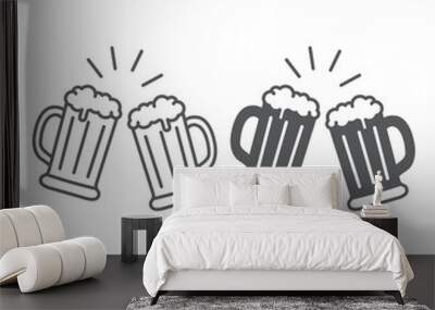 Beer cheers line and glyph icon, oktoberfest and celebration, toast vector icon, beer splash vector graphics, editable stroke outline sign, eps 10. Wall mural