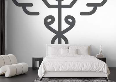 Caduceus line icon, medical and hospital, pharmacy sign, vector graphics, a linear pattern on a white background, eps 10. Wall mural