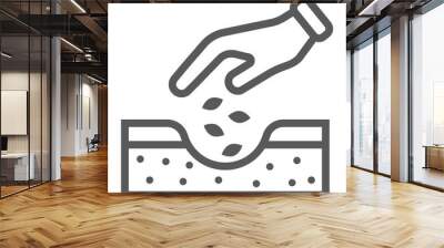 Hands planting seeds line icon, farming and agriculture, seeding sign vector graphics, a linear pattern on a white background, eps 10. Wall mural