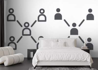 People connecting line and glyph icon, communication and community, society sign, vector graphics, a linear pattern on a white background. Wall mural