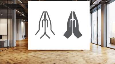 Pray line and glyph icon, religion and prayer, hands praying sign, vector graphics, a linear pattern on a white background, eps 10. Wall mural