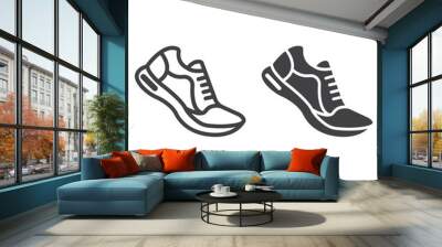 running shoes line and glyph icon, fitness and sport, gym sign vector graphics, a linear pattern on  Wall mural