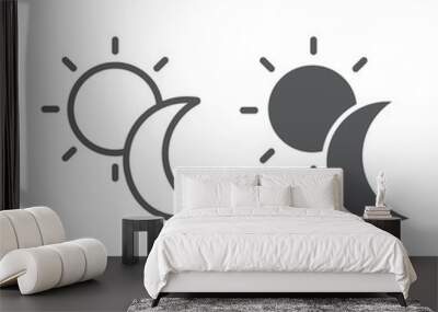 sun and moon line and glyph icon, weather and nature, day and night sign, vector graphics, a linear  Wall mural