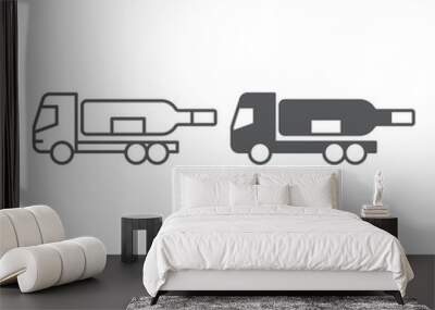 Wine delivery line and glyph icon, transport and service, truck with bottle vector icon, vector graphics, editable stroke outline sign, eps 10. Wall mural