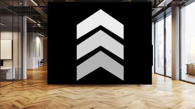 Animation of sweep  arrow icon, upward  and transparent with black background with white swipe up pointing  arrow icon. Up direction animated arrow . Wall mural