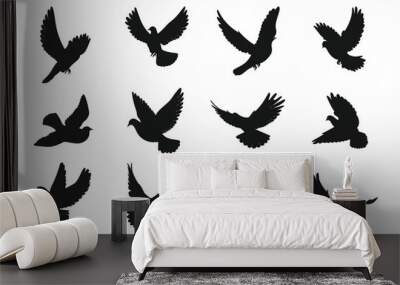 Dove silhouette vector art white background Wall mural