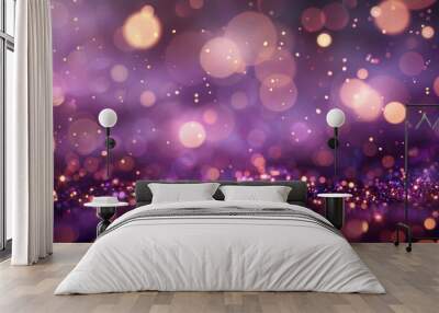 Gentle Mauve Optical Bokeh Lights with Sparkle Glitter on Soft Abstract Background, Realistic HD Capture Wall mural