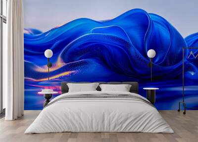 Luxurious Silk Waves in Elegant Blue, Sophisticated Design with a Touch of Grace Wall mural