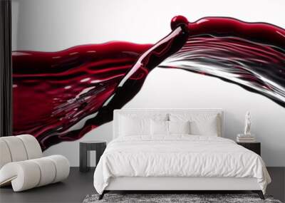 Ruby wine wave flow, deep and rich ruby wine wave isolated on white. Wall mural