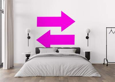 Sweep  left and right animation silhouette arrow road sing on the white background.pointer arrow pink color. Wall mural