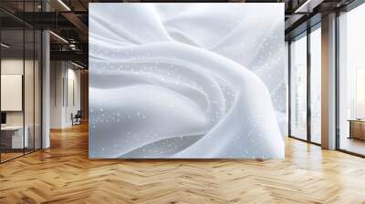 A beautiful white fabric featuring a soft texture and delicate sparkles, perfect for various designs. Wall mural