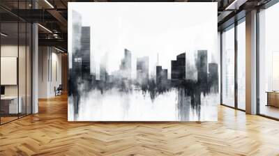 A captivating abstract representation of a city skyline, highlighting dynamic contrasts and textures. This artwork is ideal for modern decor, making a bold statement of artistic expression Wall mural